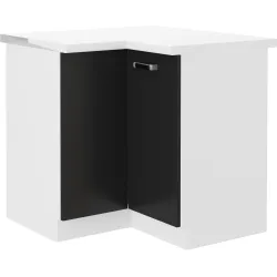 Szafka kuchenna dolna narożna OMEGA 89x89DN 1F ZB z blatem czarno biała