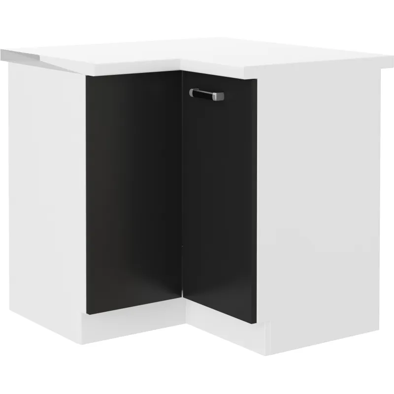 Szafka kuchenna dolna narożna OMEGA 89x89DN 1F ZB z blatem czarno biała