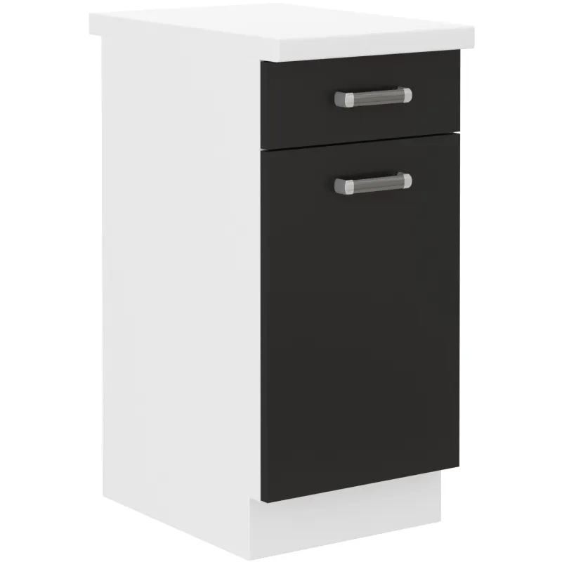 Szafka kuchenna dolna 40 cm OMEGA 40D 1S1F ZB z blatem czarno biała