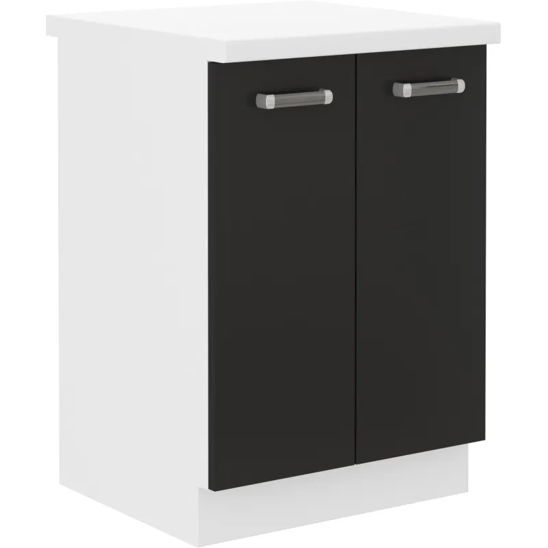 Szafka kuchenna dolna 60 cm OMEGA 60D 2F ZB z blatem czarno biała