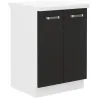 Szafka kuchenna dolna 60 cm OMEGA 60D 2F ZB z blatem czarno biała