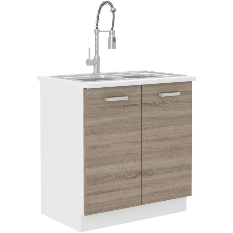 Szafka kuchenna pod zlew 80 cm z blatem dąb trufel DAVE 80ZL 2F ZB