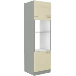 Szafka kuchenna dolna na piekarnik i mikrofalę 60 cm słupek KARMEN 60DPM 210 2F krem połysk