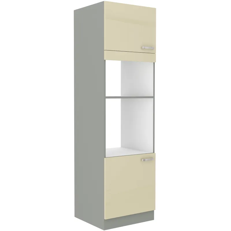 Szafka kuchenna dolna na piekarnik i mikrofalę 60 cm słupek KARMEN 60DPM 210 2F krem połysk