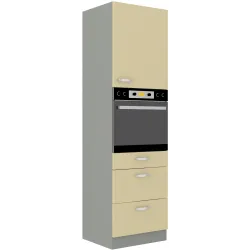 Szafka kuchenna dolna na piekarnik 60 cm słupek KARMEN 60DPS 210 3S 1F krem połysk