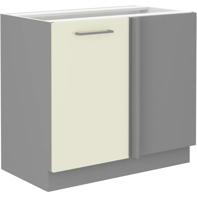 Szafka kuchenna dolna narożna dostawna 105 cm KARMEN 105DN 1F BB krem połysk