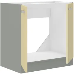 Szafka kuchenna pod zlew 80 cm kremowa połysk KARMEN 80ZL 2F BB
