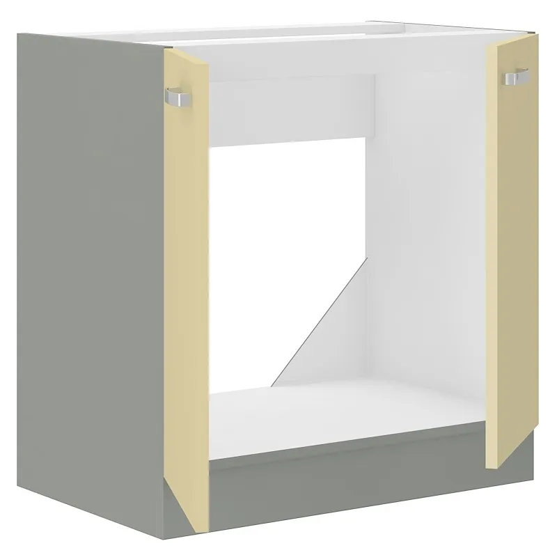 Szafka kuchenna pod zlew 80 cm kremowa połysk KARMEN 80ZL 2F BB