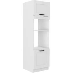 Szafka kuchenna dolna na piekarnik i mikrofalę 60 cm słupek LUNA 60DPM 210 2F WHWH mat