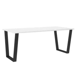 Stół masywny na metalowych nogach Cezar 185x67 biały