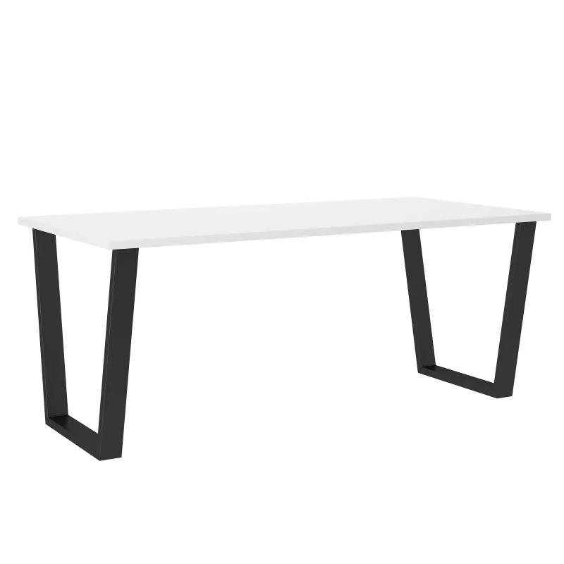 Stół masywny na metalowych nogach Cezar 185x67 biały