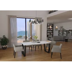 Stół masywny na metalowych nogach Cezar 185x67 biały