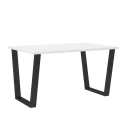 Stół masywny na metalowych nogach Cezar 138x67 biały