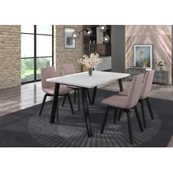 Stół masywny na metalowych nogach Kleo 138x90 biały