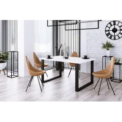 Stół masywny na metalowych nogach Imperial 185x67 biały
