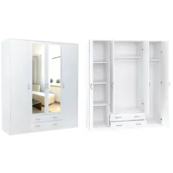 Nowoczesna szafa z lustrem biała czterodzwiowa duża JULCIA 55x168cm