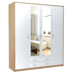 Nowoczesna szafa z lustrem biała sonoma czterodzwiowa duża JULCIA 55x168cm