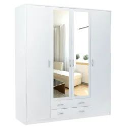 Nowoczesna szafa z lustrem biała czterodzwiowa duża JULCIA 55x168cm
